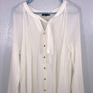 Lane Bryant Ivory Button Sheer Blouse 22/24
